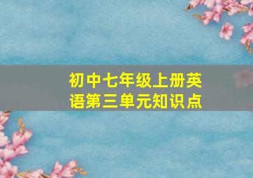 初中七年级上册英语第三单元知识点