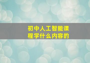 初中人工智能课程学什么内容的