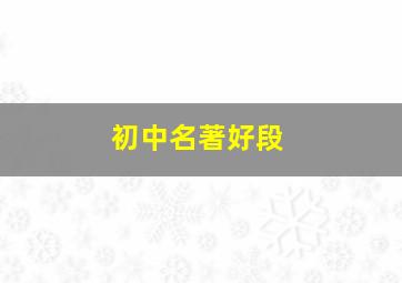 初中名著好段