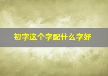 初字这个字配什么字好