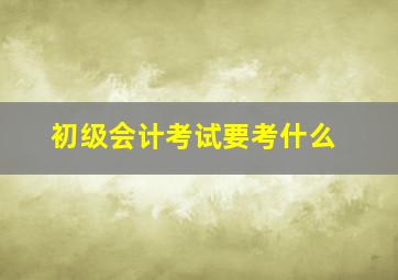 初级会计考试要考什么