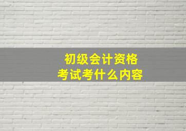 初级会计资格考试考什么内容