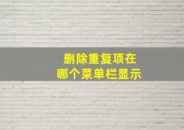 删除重复项在哪个菜单栏显示