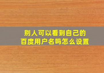 别人可以看到自己的百度用户名吗怎么设置