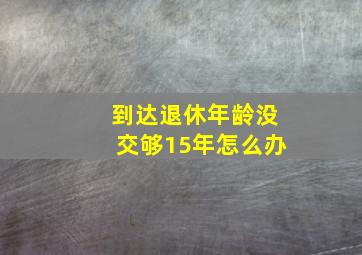 到达退休年龄没交够15年怎么办