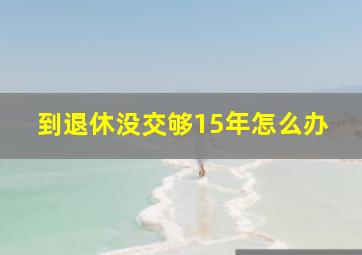 到退休没交够15年怎么办