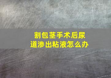 割包茎手术后尿道渗出粘液怎么办