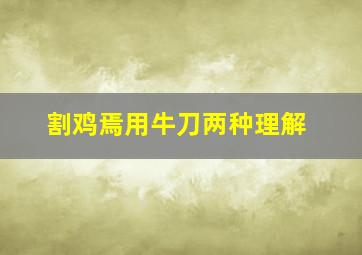 割鸡焉用牛刀两种理解