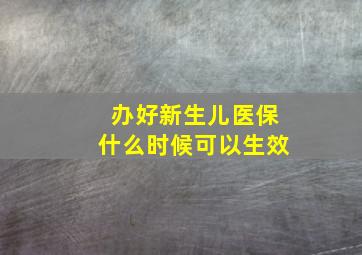 办好新生儿医保什么时候可以生效