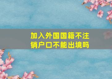 加入外国国籍不注销户口不能出境吗