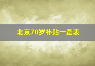 北京70岁补贴一览表