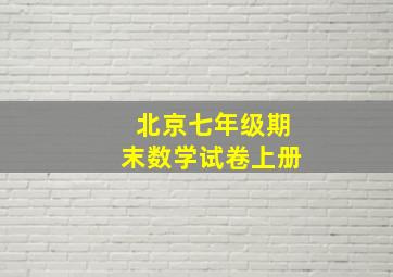 北京七年级期末数学试卷上册