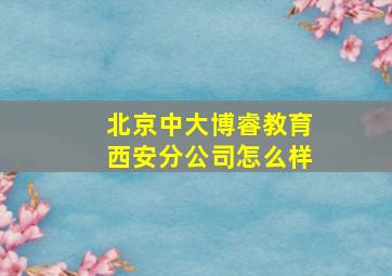 北京中大博睿教育西安分公司怎么样