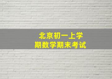 北京初一上学期数学期末考试