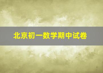 北京初一数学期中试卷