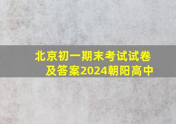 北京初一期末考试试卷及答案2024朝阳高中