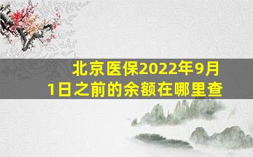 北京医保2022年9月1日之前的余额在哪里查