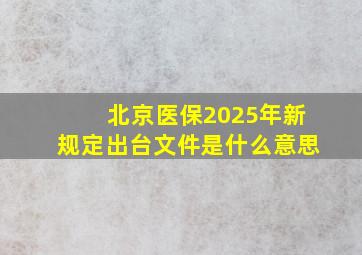 北京医保2025年新规定出台文件是什么意思