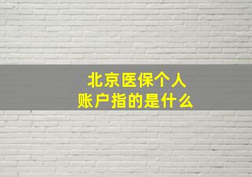 北京医保个人账户指的是什么