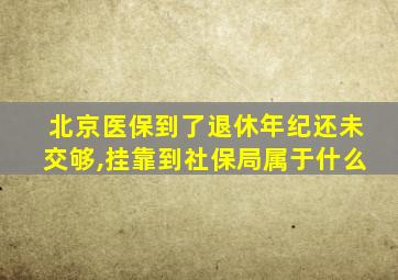 北京医保到了退休年纪还未交够,挂靠到社保局属于什么