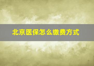 北京医保怎么缴费方式