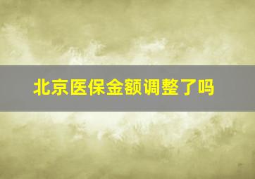 北京医保金额调整了吗