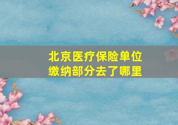 北京医疗保险单位缴纳部分去了哪里