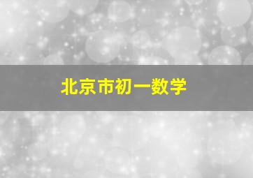 北京市初一数学