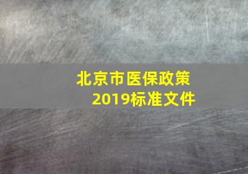 北京市医保政策2019标准文件