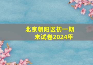 北京朝阳区初一期末试卷2024年