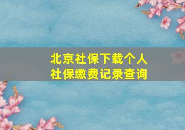 北京社保下载个人社保缴费记录查询