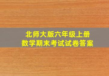 北师大版六年级上册数学期末考试试卷答案