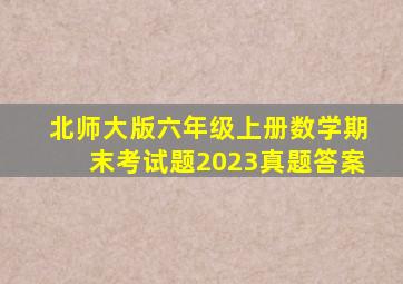 北师大版六年级上册数学期末考试题2023真题答案