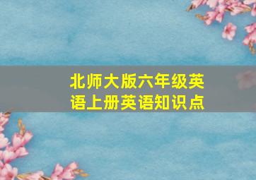 北师大版六年级英语上册英语知识点