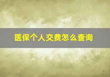 医保个人交费怎么查询