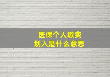 医保个人缴费划入是什么意思