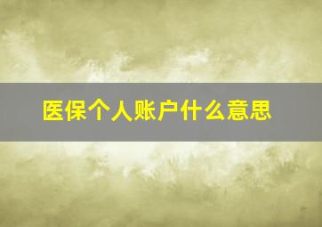 医保个人账户什么意思