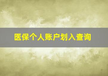 医保个人账户划入查询