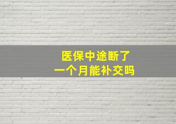 医保中途断了一个月能补交吗