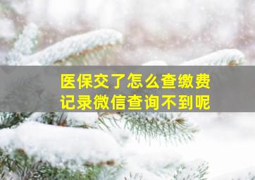 医保交了怎么查缴费记录微信查询不到呢