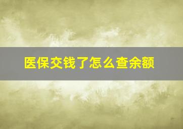 医保交钱了怎么查余额