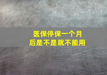 医保停保一个月后是不是就不能用