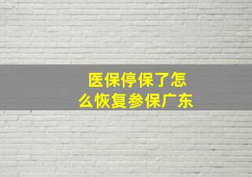 医保停保了怎么恢复参保广东