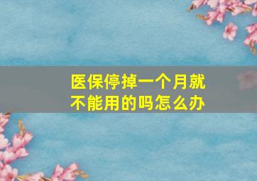 医保停掉一个月就不能用的吗怎么办