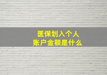 医保划入个人账户金额是什么