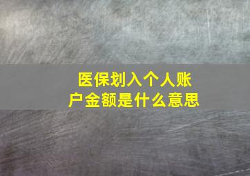 医保划入个人账户金额是什么意思