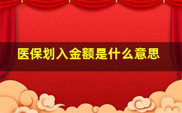 医保划入金额是什么意思