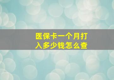 医保卡一个月打入多少钱怎么查