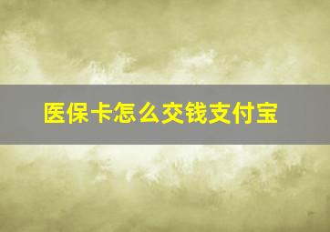 医保卡怎么交钱支付宝