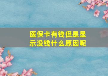 医保卡有钱但是显示没钱什么原因呢